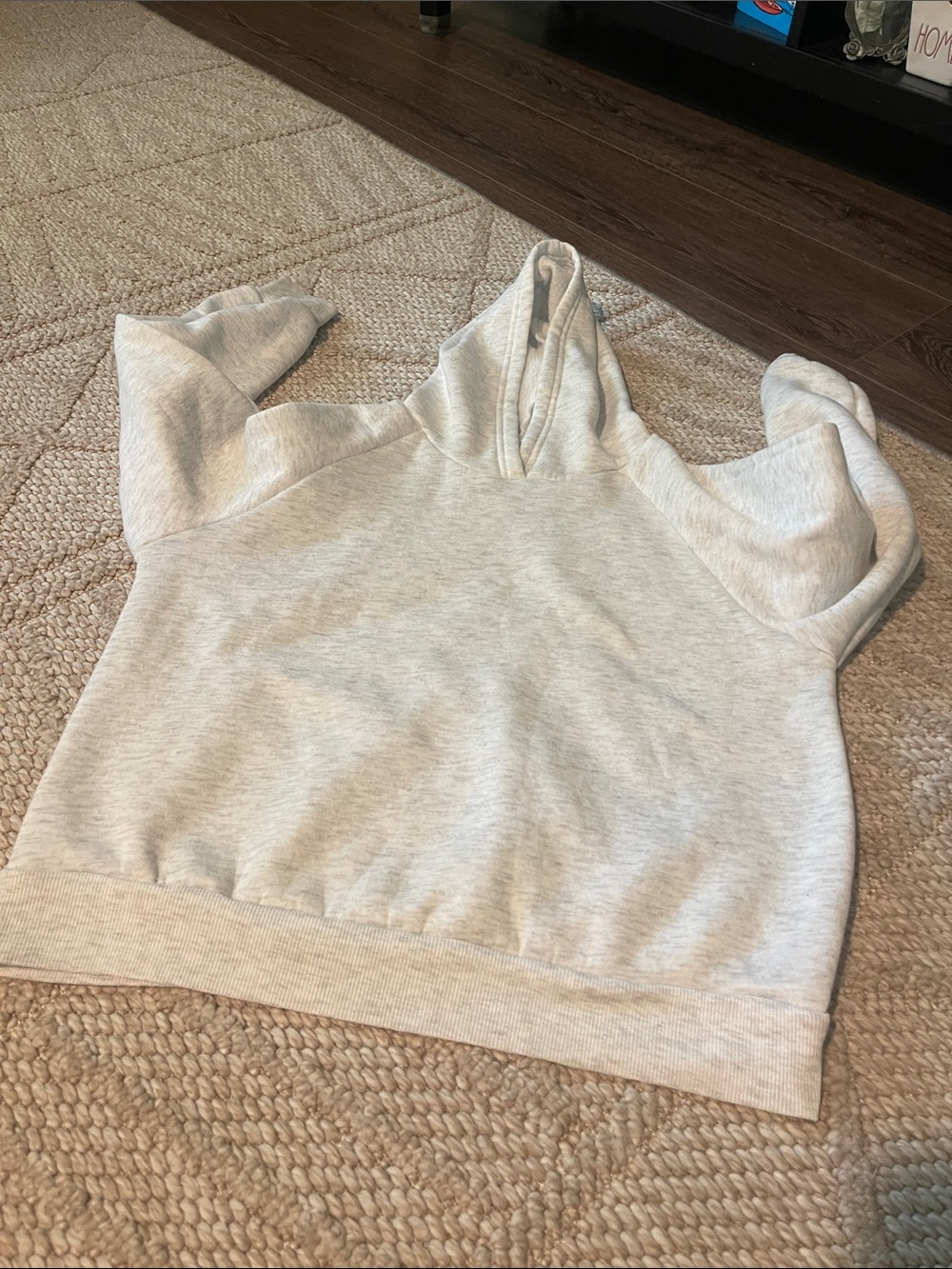 SHEIN Cozy Light Heather Gray Hooded Sweatshirt